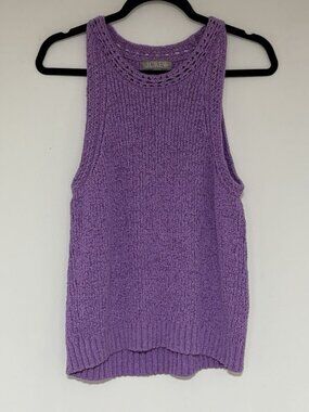 J.CREW Pointelle Women’s Purple High-Neck Textured Sweater Tank Size Medium